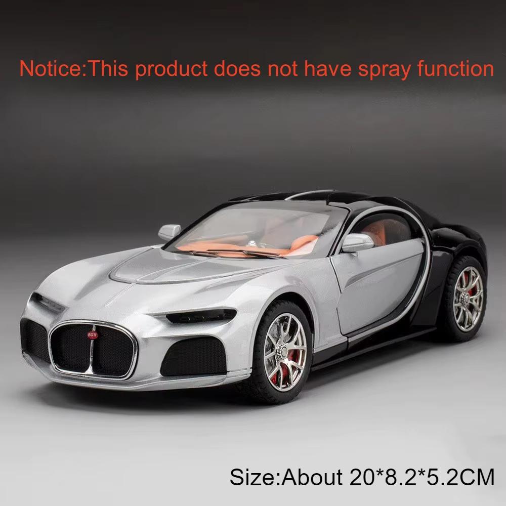 1:24 Scale Bolide Atlantic Car Model Toy Alloy Body Rubber Tire Shock Absorption Vehicle Models Sound&Light Ornaments Gifts