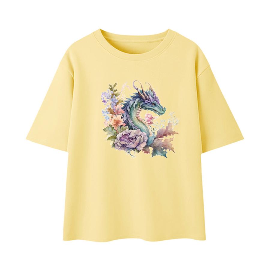 Mighty Horn Dragon Heat Transfer Sticker, DIY Realistic Dragon Scale Flowers Iron-On Decals For Clothes, T-Shirt, Clothing Supplies & Appliques