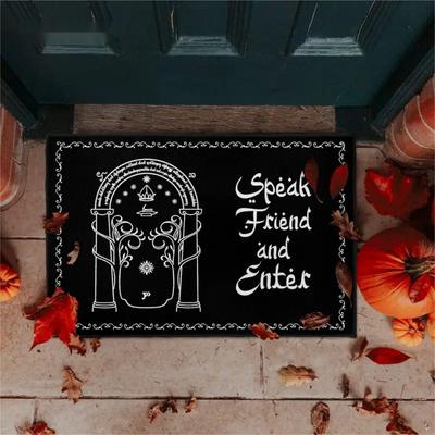 Doormat Speak Friend and Enter Welcome Mat Housewarming Gift Welcome Doormat Decorative Mat for Bedroom Home Decoration