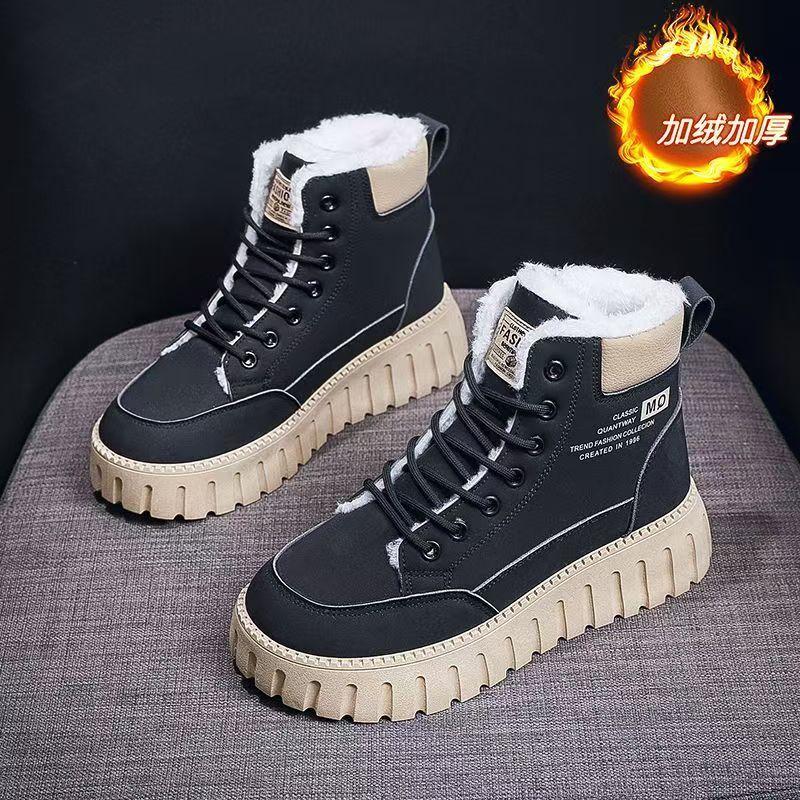 Winter velvet high-top Martin boots women's versatile thickened warm cotton shoes platform casual snow boots short boots women