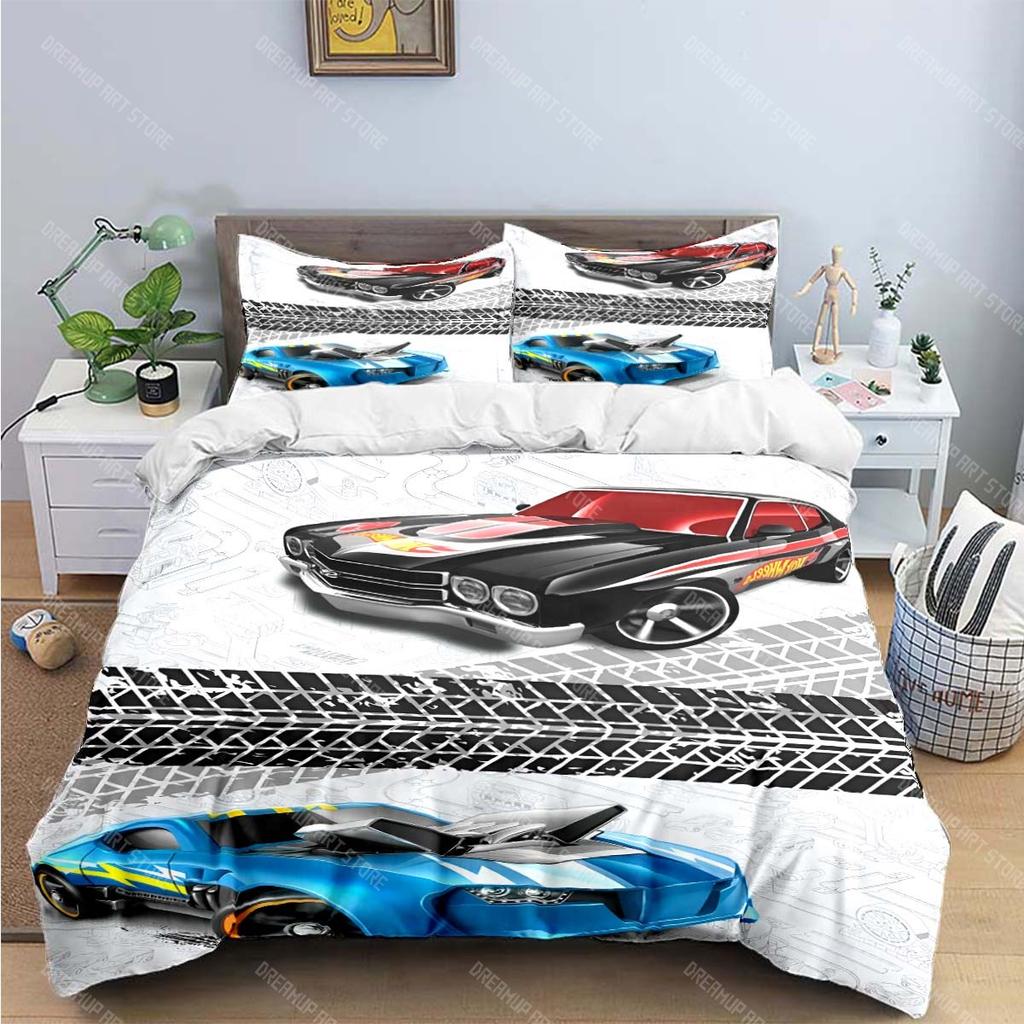 Modny Kreskówkowy Gorący Nadruk W-Wheels Zestawy Pościeli Zestaw Artykułów do Łóżka Poszwa na Kołdrę Zestaw Kołdry Zestaw Pościeli Luksusowy Prezent
