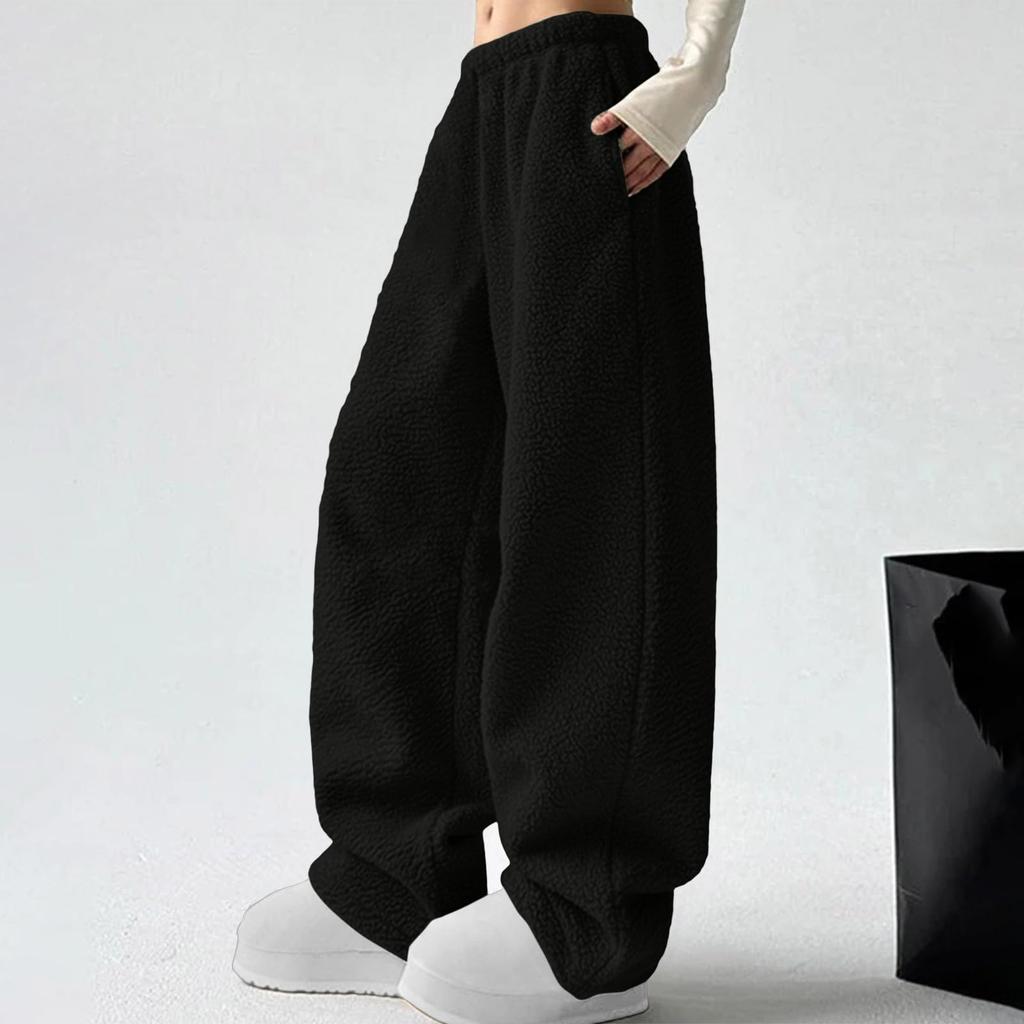 Baggy Sweatpants For Women Winter Warm Plush Wide Leg Joggers Workout Hiking Running Sweat Pants With Pockets