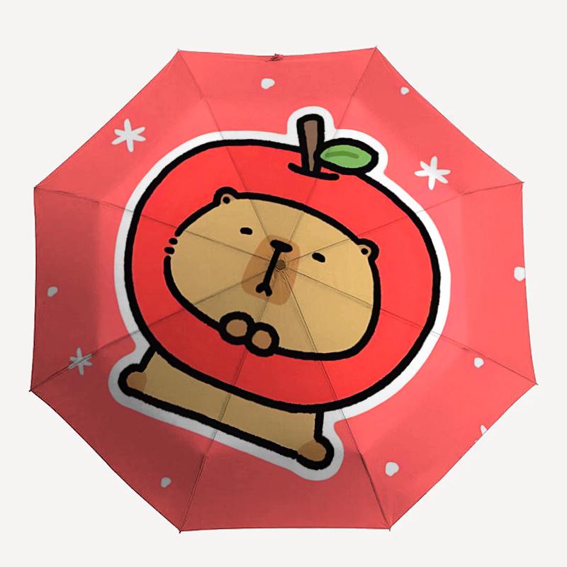

1pc Apple Bear One Umbrella a Plastic Hle, Compact Stylish, with a Vibrant Cartoon Pattern, Perfect Home, Travel
