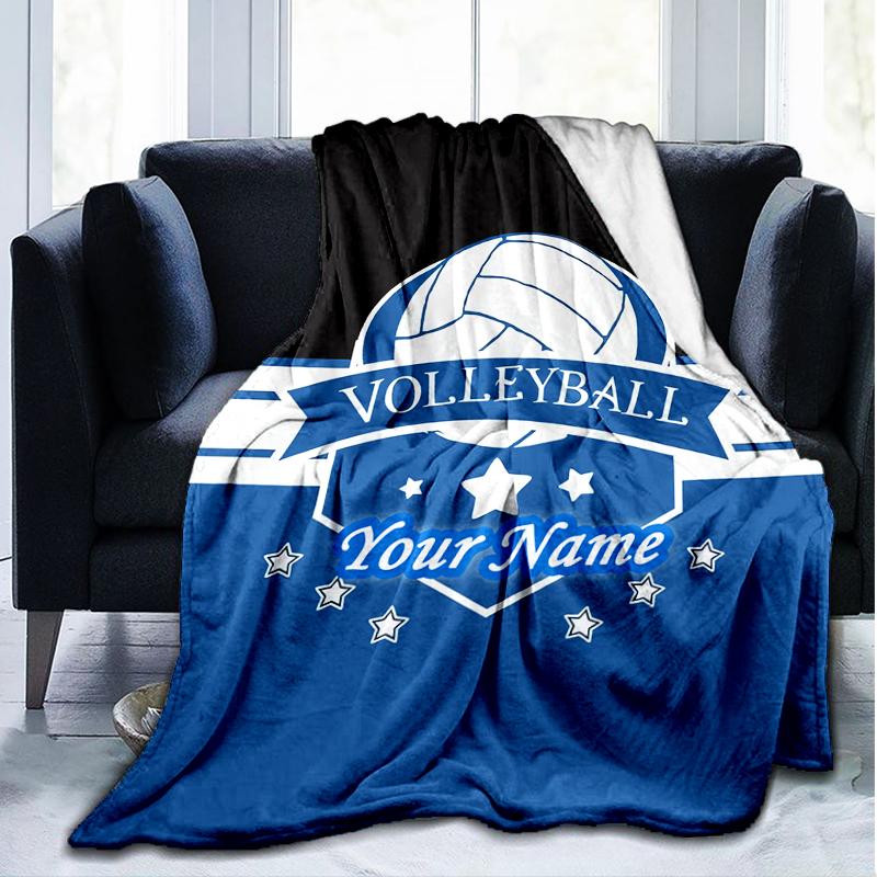 1PC Custom Name Volleyball Spirit Jersey Outdooor Flannel Blankets Patterns Throw Blanket All-Season Soft Gift for Couch, Bed, Camping Gifts