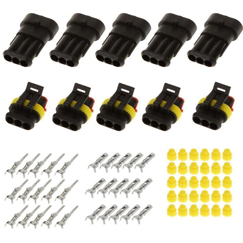 2 3 4 Pin Waterproof Electrical Wire Connector Car Truck Terminal Plug 15 Sets