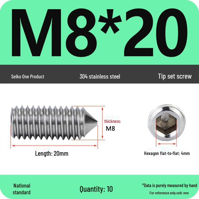 304 Stainless Steel Internal Hex Set Screw | Headless Grub Screw M2-M16