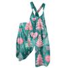 Women's Summer Overalls Floral Print Vintage Jumpsuit (Non-Adjustable Straps)