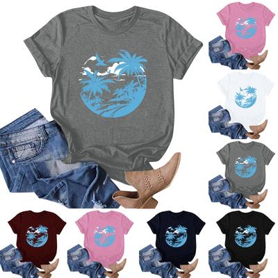 Women's Hawaiian Floral Print Short Sleeve T-Shirt Top