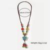 Vintage Ethnic Ceramic Necklace Long Colorful Beads Sweater Chain New Chinese Pendant Versatile Jewelry