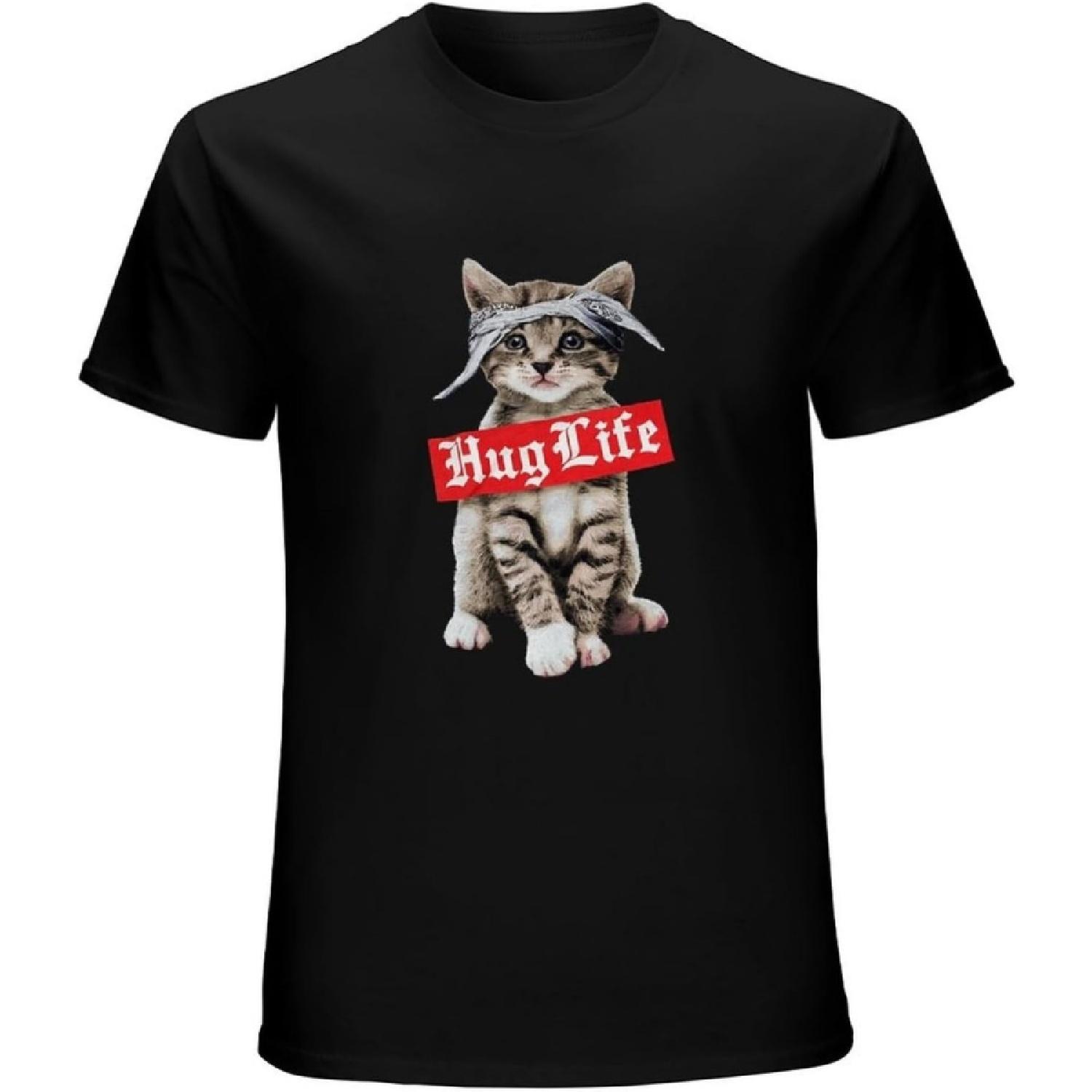 MADPWCO Hug Life Gangsta Kitten Cat T-Shirt S