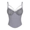 Ruffle Lace Corset Buckle Suspender Vest Spicy Girl Style Lace Flower Camisole  Spring Summer