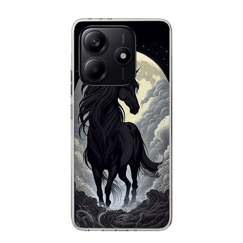 Animal Black Horse Case Phone Cover for Xiaomi Redmi Note 14 13 12S 12 11S 11 11T 11E 10S 10 Pro Plus 9 9S 5G + Trend Fundas