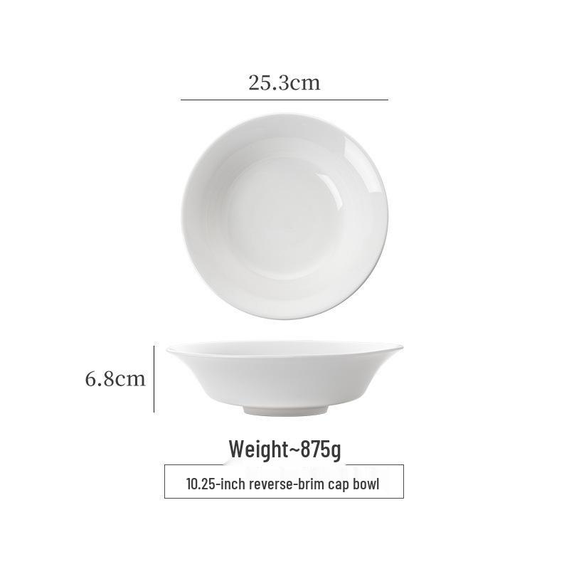 קערת עצם סין עמוקה לבנה אלגנטית: קערת מרק/אטריות/פירות ים למלון ומסעדה - עיצוב לא סדיר ויצירתי