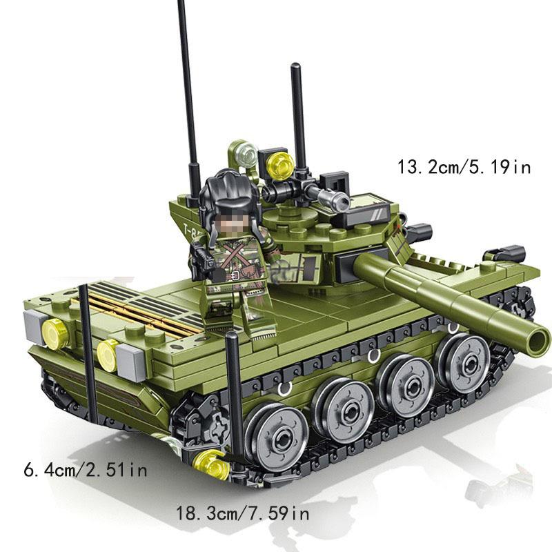 324PCS Tanc Militar Serie Principală de Bătălie Armă Ww2 Blocuri de Construcție -85 Tanc Armată Oraș Iluminează Cărămizi Jucării pentru Copii Băiat 6+