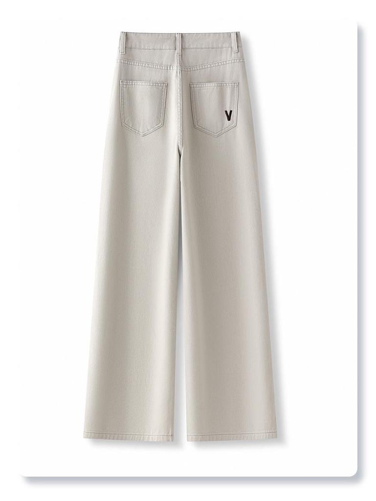 Women's 2025 Spring Off-White High-Waisted Slimming Loose-Fit Jeans