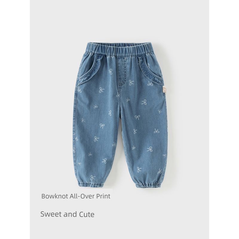David Bella Children's Pants 2026 Spring New Style Girls' Jeans Pure Cotton Baby Jogger Pants Class a Long Pants