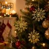 Christmas Ornaments for Porch Decorations 3Pcs Tree Snowflakes Ornaments, 10cm Glitter Hanging Plastic Snowflake Festive Atmosphere Winter Wonderland