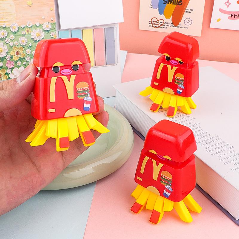 2Pcs Childhood Nostalgia Toys Children s Clockwork Cartoon French Fries Toys Cute Fun Wind-up Walking French Fries Holiday Gift