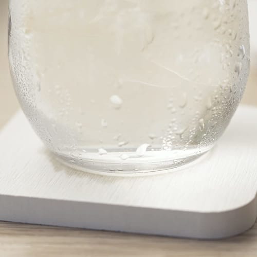 &NE Lava Stone Coaster, Square, LavaStone, White, 1 Coaster, 9cm Wide x 9cm Deep x 1cm Thick, Absorbent, Lava Stone, Asbestos-Free, Quick-Drying, Squa