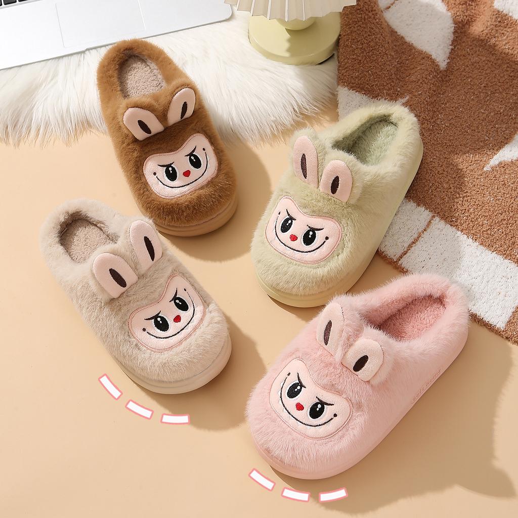 Winter Warm Lovely Frog Cotton Slippers Student Anti Slip Animals Home Platform Plush Slipper Women Funny Outdoor Shoes