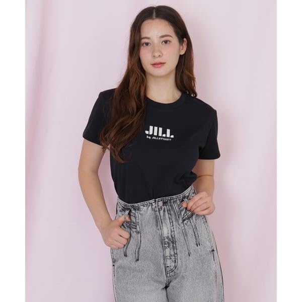 [JILL by JILLSTUART] Embroidered Logo T-Shirt Organic Cotton [White Silver/FR]