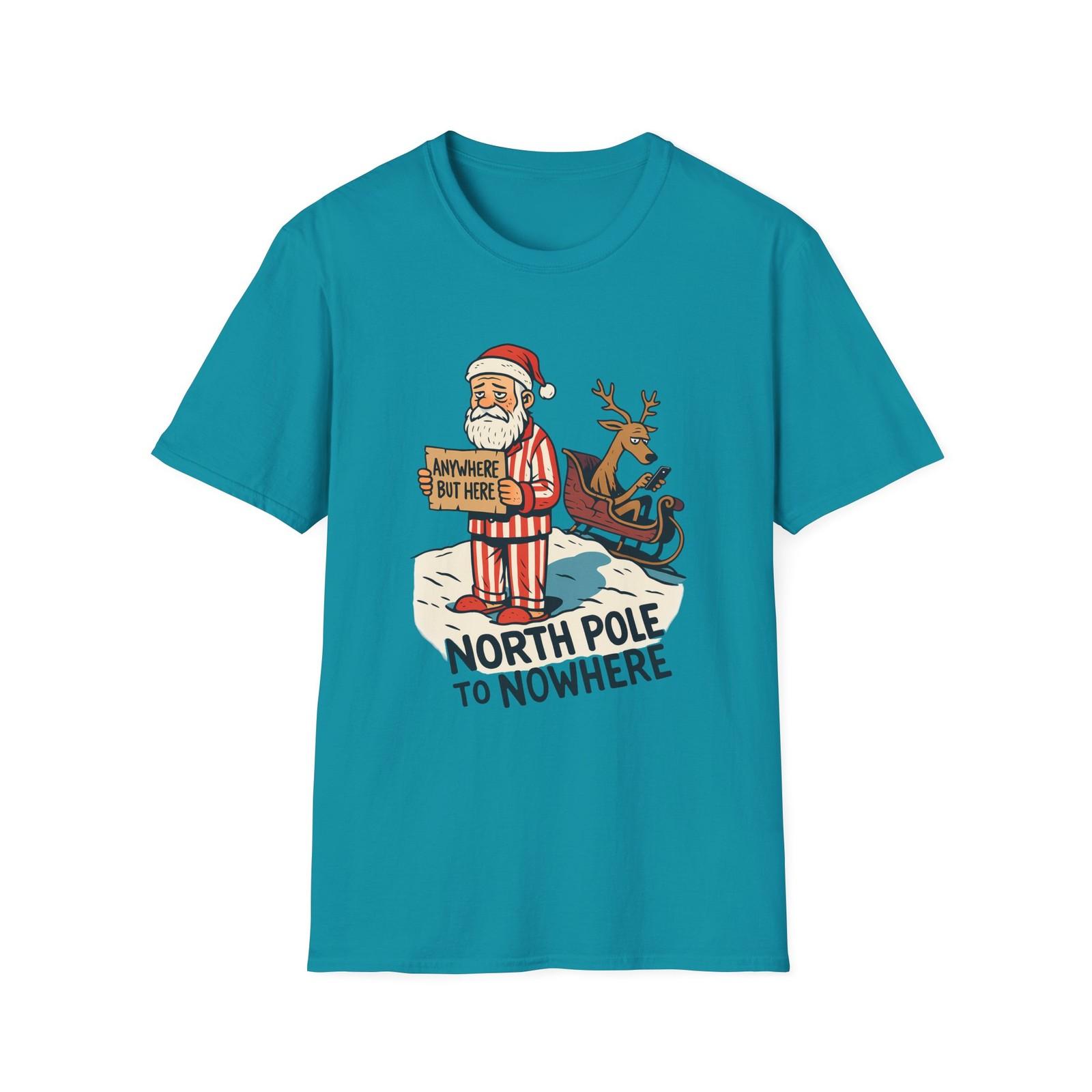 Unisex Softstyle T-Shirt Mens Womens Tees Top Santa Pajamas Sleigh Reindeer Snowbank Funny Holiday 3XL