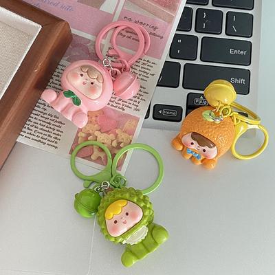 1/5Pcs Fruits Bell Keychain Cartoon Blizzard Fruit Resin Keychain For Boys Girls Backpack Pendants Toys For Kids