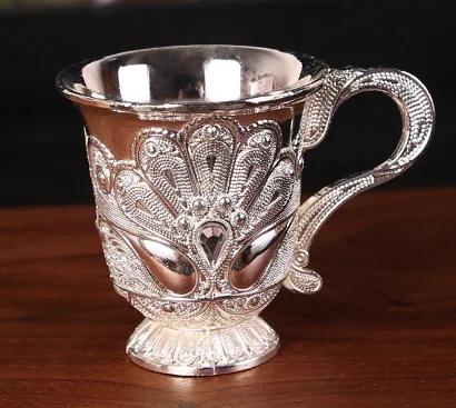 Fashion Creative Home Metal White Wine Cup Alloy Pattern Gems Decorated Classical Wine