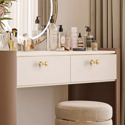 Solid Brass Bow Cabinet Pull Handles 2 Pack Golden Chrome Finish Anti Fingerprint Wardrobe Drawer Cupboard Hardware