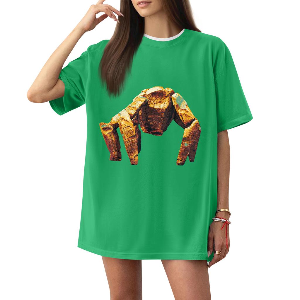 Women's Casual Printed T-Shirt Round Neck Pullover Short Sleeve Top