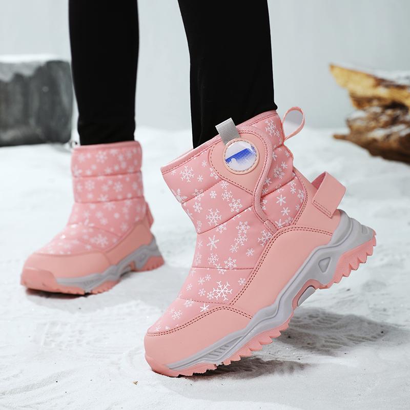 Children's Snow Boots for Boys Sneakers Winter Kids Warm Snow Boots Sport Leather Shoes