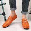 Luxury Orange Loafers Shoes For Men Trendy Casual Leather Men's Shoes Sale Classic Comfortable Flat Moccasins Man Boat Shoes