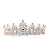 Elegant Blue Diamond Princess Crown Rhinestone Headband – Korean Style Crystal Wedding Accessory