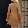 2026 New Women's Lapel Collar Wool Blend Coat, Slim Fit Solid Color Long Trench Coat, Versatile Autumn Winter Overcoat