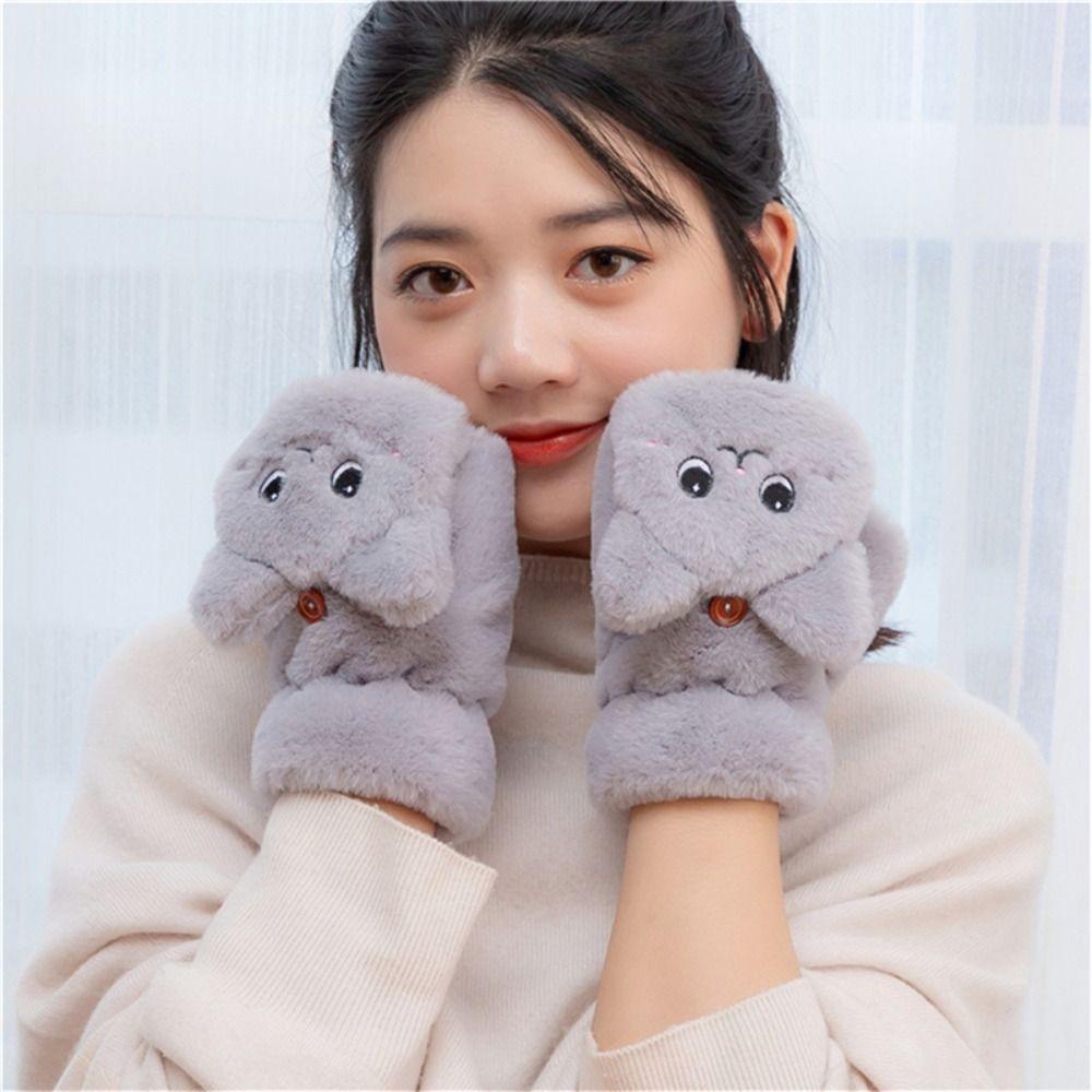 Plush Thick Plush Fingerless Glove Soft Warm Thick Gloves Fashion Flip Half Finger Gloves