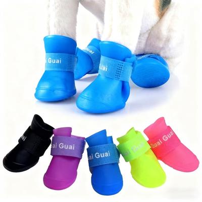 4 Pezzi Articoli per Animali Domestici Cani Gatti Antiscivolo Impermeabili Scarpe Colore Solido Stivali Protettivi Pioggia Stivali da Pioggia per Cani Cani Piccoli Proteggere Zampe Animali