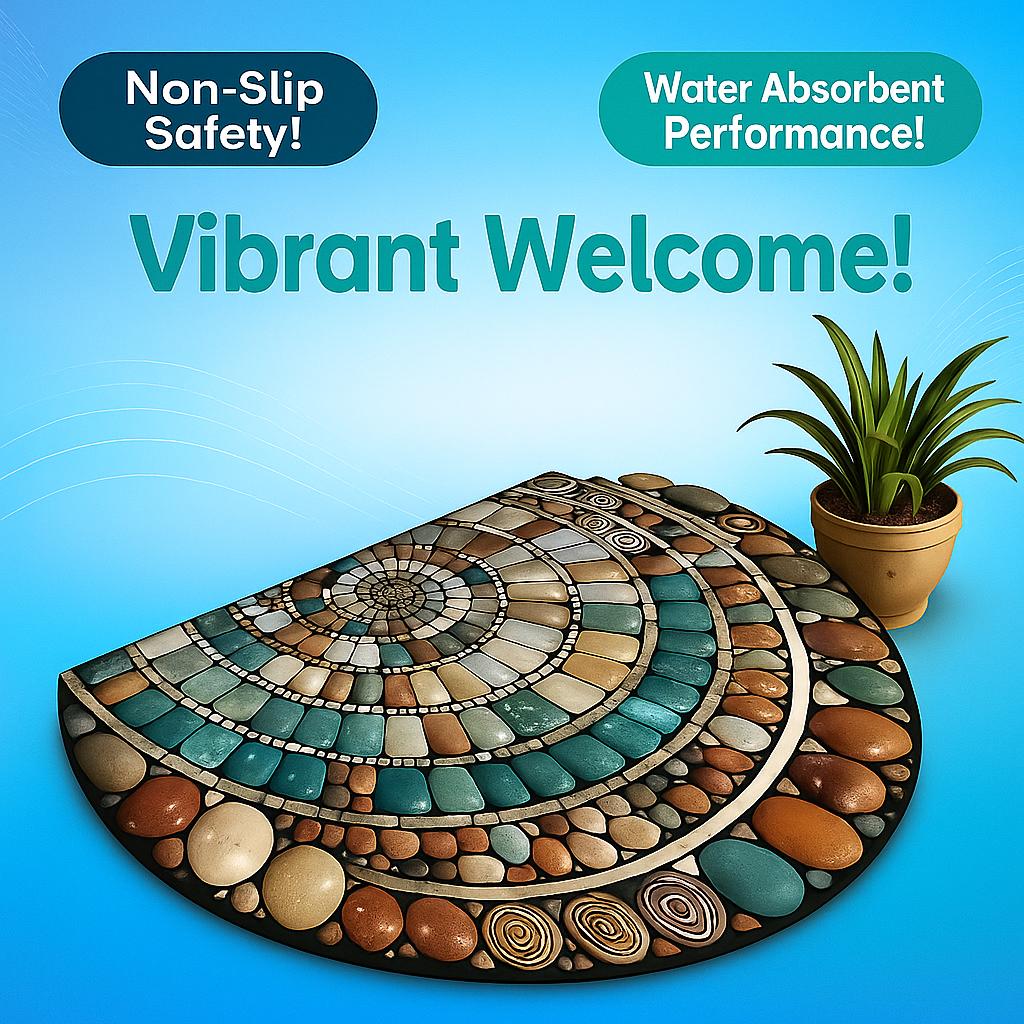 Colorful Pebble Doormat - Non-Slip Rubber Backing for Indoor/Outdoor (40*60cm)