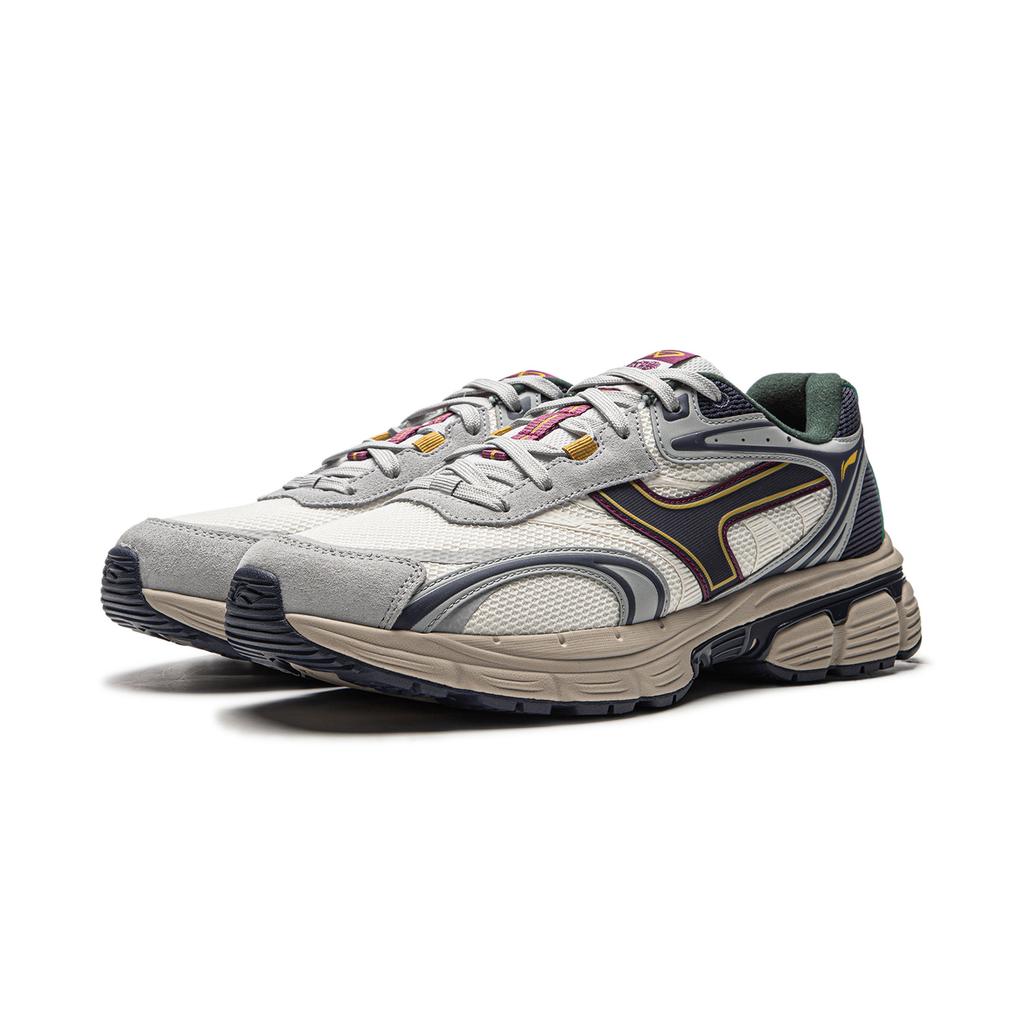 Li Ning Pentium P1000 Cushioning Slip Resistant Abrasion Resistant Rebound Low top Running Shoes Men's White Gray Blue AGCU411-3