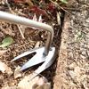 Heavy Duty Weed Puller Stainless Steel Garden Weeding Tool with 3 or 4 Teeth Uprooting Manual Weeder with Long Handle