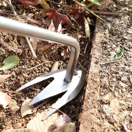Heavy Duty Weed Puller Stainless Steel Garden Weeding Tool with 3 or 4 Teeth Uprooting Manual Weeder with Long Handle
