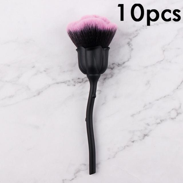 10 Stück Nailart-Pinsel Weich Reinigen Staub Puder Rosa Rose Blütenform Rouge Foundation Puder Make-up Pinsel Kosmetikwerkzeug
