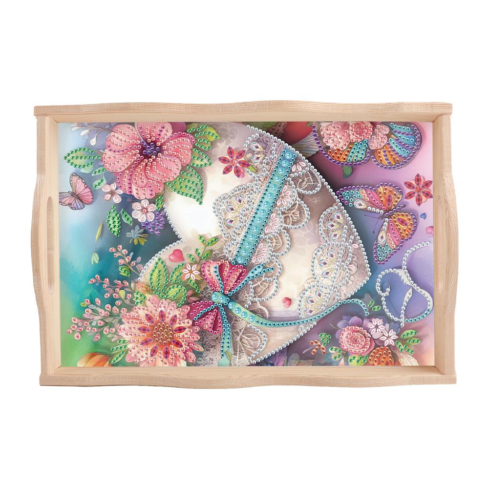 

Wooden Moon 5D Diamond Painting Tray Art Craft with Handles Colorful Diamond Food Dinner Plate Diamond Painting Tray Handicraft