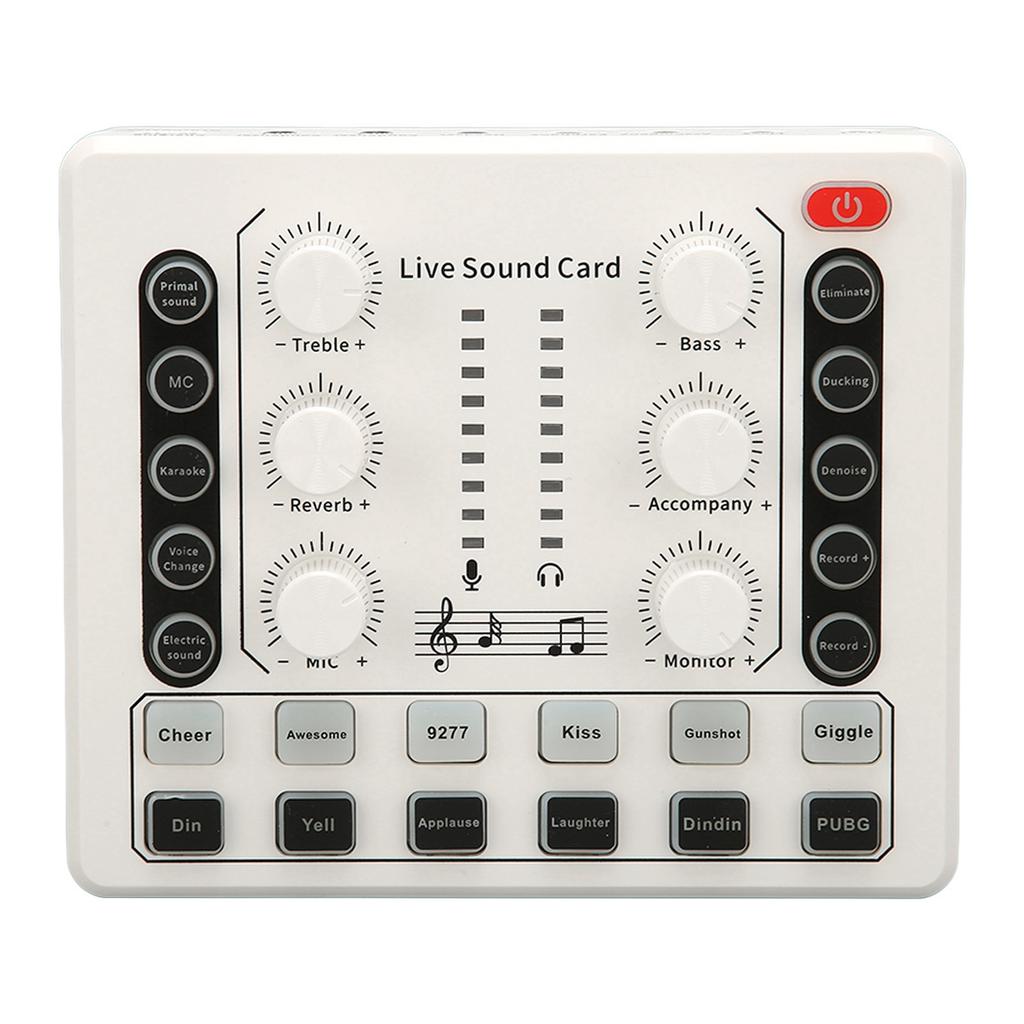 Live Sound Card Multiple Sound Effects Voice Changing Mini Sound Mixer Board for Live Streaming Home KTV