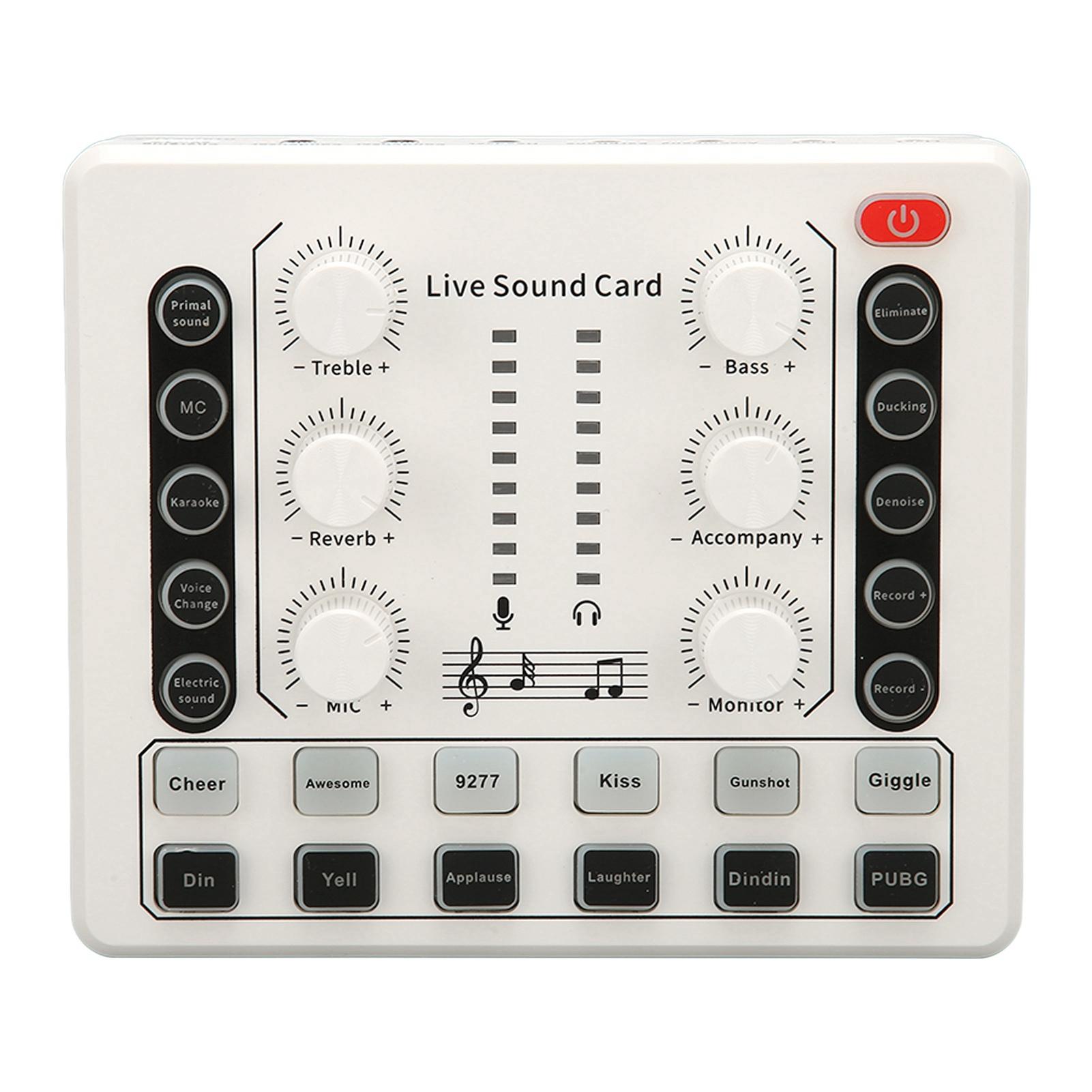 

Live Sound Card Multiple Sound Effects Voice Changing Mini Sound Mixer Board for Live Streaming Home KTV