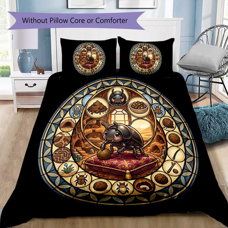Beetle Life Cycle Pattern Bedding,Quilt Set Quilt Cover Pillowcase Home Birthday Gift (1*duvet Cover+2*pillowcase,without Core)