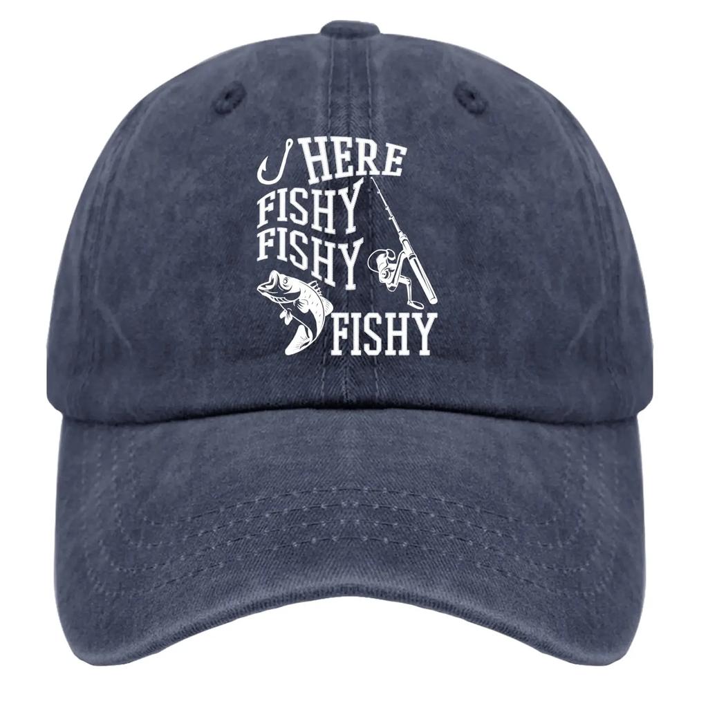 Hat Funny Fishing Here Fishy Fishy Fishy Dad Hats Vintage Cap for Men