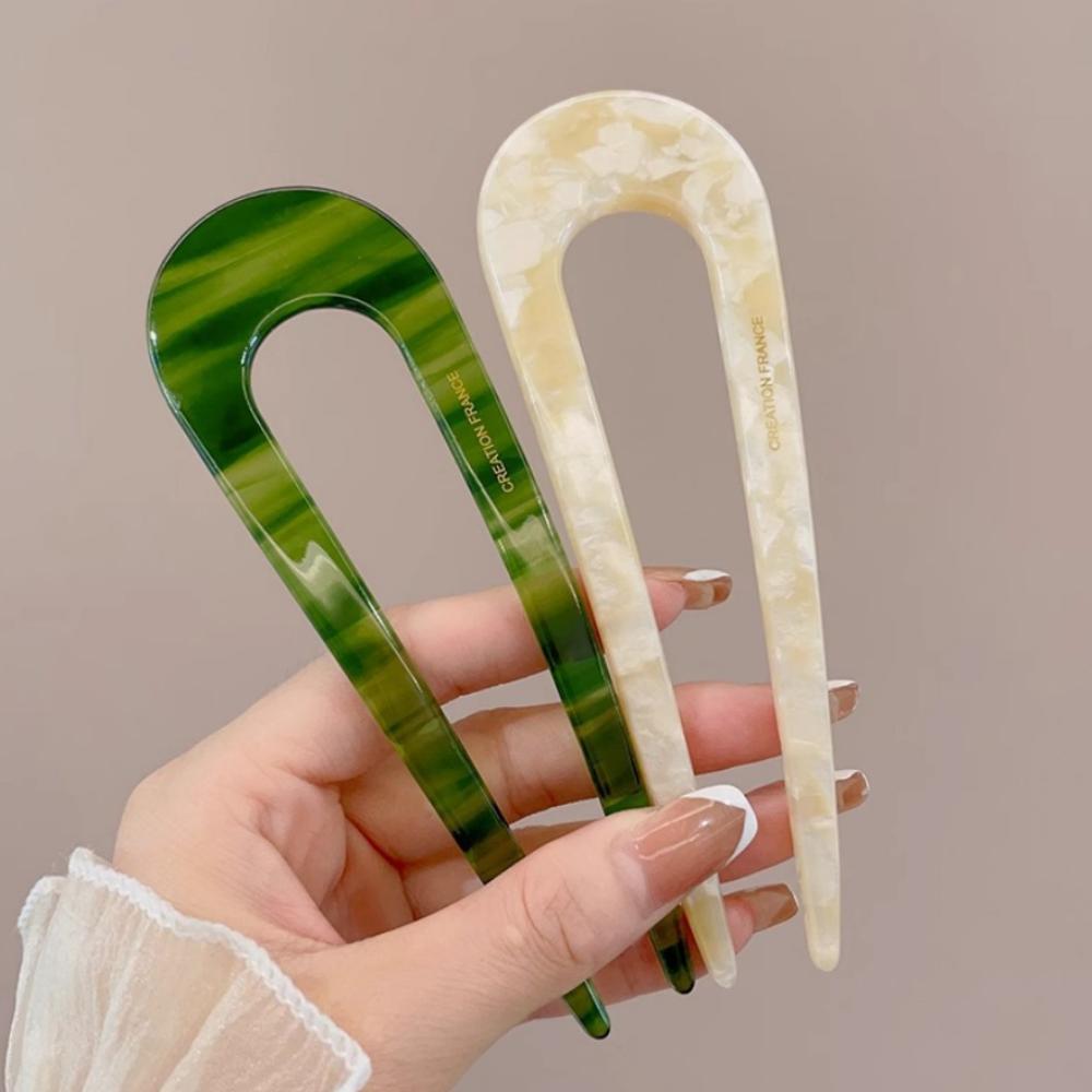 2PC 2025 New U Shaped Hair Stick Vintage French Hair Pin Women Acetate Hair Accessories DIY Retro Hairstyle Tool New Hair Clips