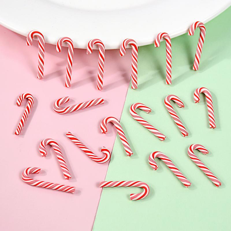 10/20Pcs Mini Candy Cane Christmas Decoration Red White Resin Candy DIY Craft Xmas Pendant Navidad Home Decor 2025 New Year Gift