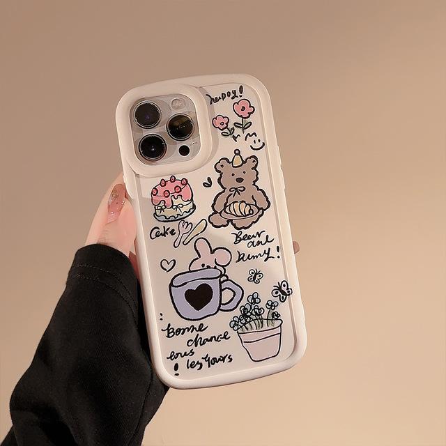 

Счастливый смайлик медведь мультфильм бабочка торт граффити Ins противоударный чехол для iPhone 13 12 11 Promax 14 Pro Max Plus чехол для телефона For iphone 14plus