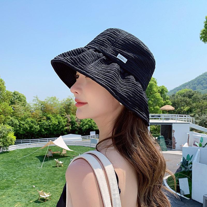 

Новая панама из пузырчатой ткани, летняя тонкая, универсальная, модная, в иностранном стиле, с защитой от солнца, шляпа-ведро, тренд average size (54-58CM)